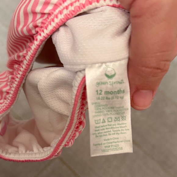 Green sprout Pink Striped Baby reusable swim diaper - Picture 2 of 4